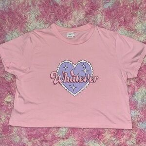 Skinnydip London Pink “Whatever” Heart Crop Top